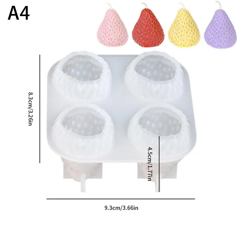 Strawberry Silicone Candle Mold – 1/4 Cavity DIY Fruit Shape Silicone Candle Mold Richie's A4