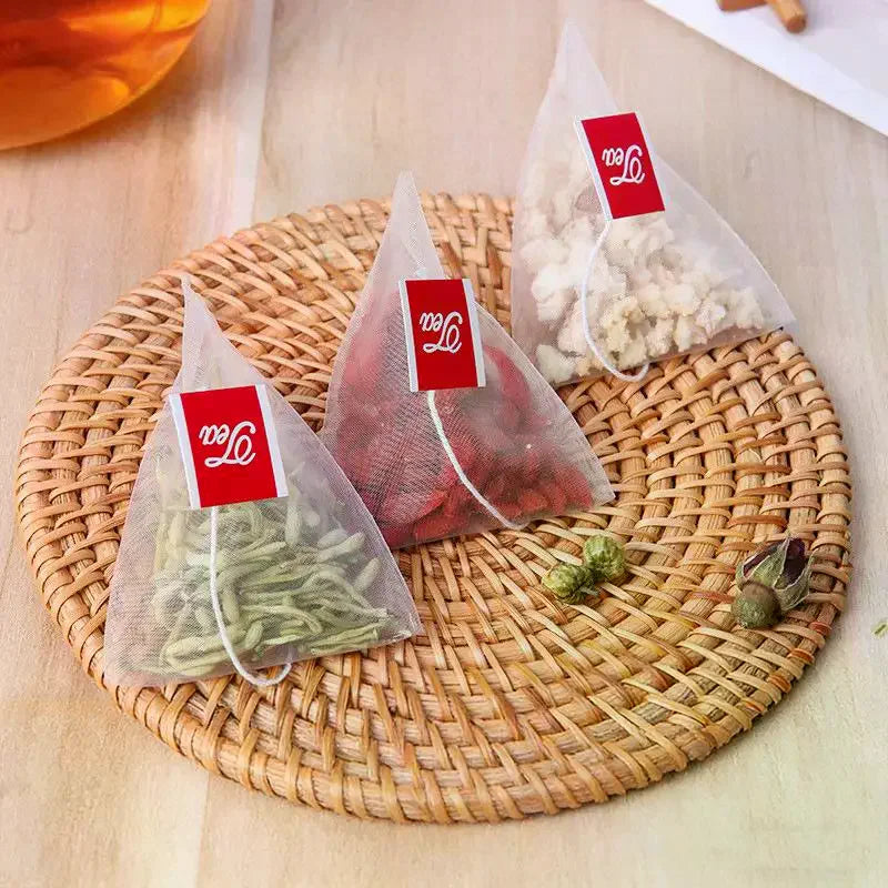 100pcs Disposable Nylon Triangle Tea Bags – Loose Leaf Pouches Tea Filter Bags Richie's