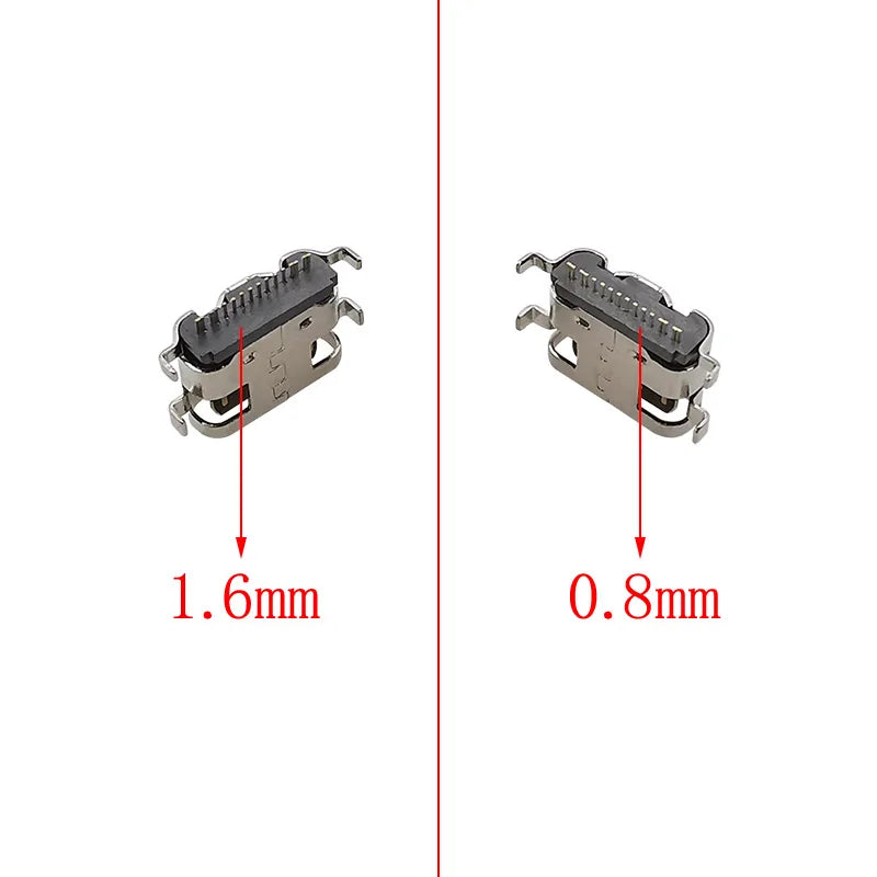 10Pcs USB 3.1 Type-C Female 16-Pin Mid Mount Solder Connector PCB Solder Connector Richie's