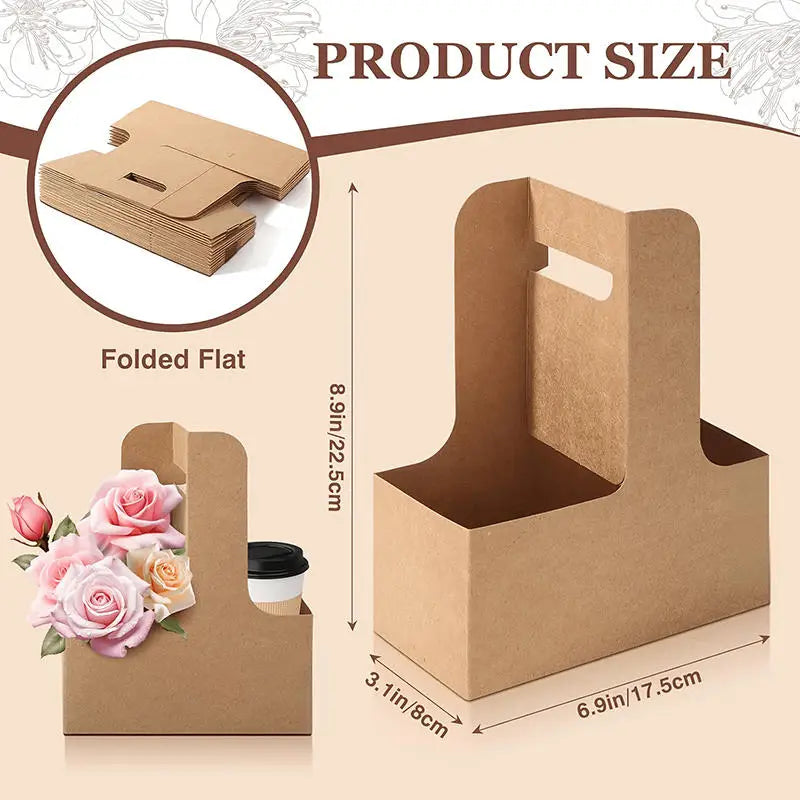 Kraft Paper Drink Carrier With Handle – 1 or 2 Cup, 10/20/50 Pk Paper Drink Carrier Richie's