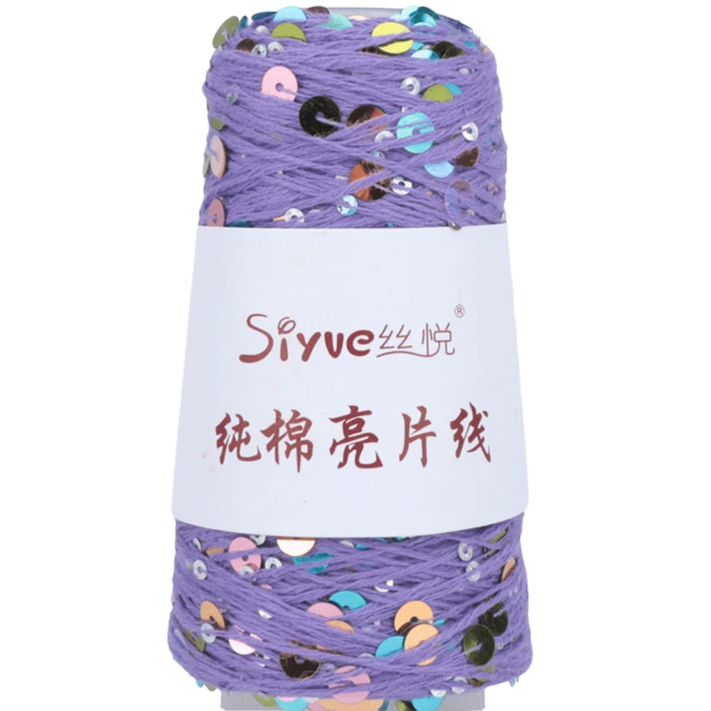 Sequin Bead Hand Knitting Yarn – Sparkle DIY Craft Thread Knitting Yarn Richie's Purple
