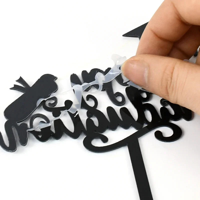 Black Acrylic Graduation Cake Topper – Gold Cap & Diploma Graduation Cake Topper Richie's