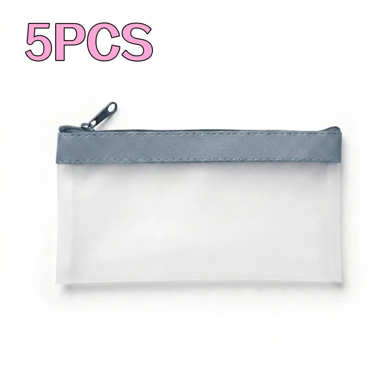 Zippered Money Pouch PVC Cash Bag for Coins, Bills & Office Zippered Money Pouch Richie's Blue 5pcs