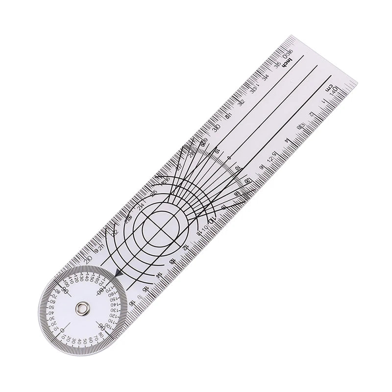 8-Inch PVC Goniometer Multi-Ruler 360° Rotatable Angle Tool Goniometer Ruler Richie's Transparent