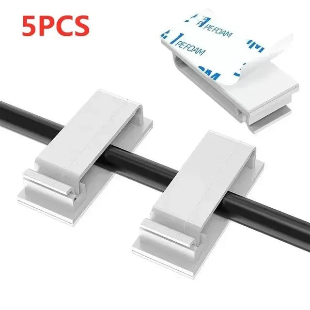 Self-Adhesive Cable Organizer Clips – Desk Cord Manager Cable Management Clips Richie's 5PCS-White