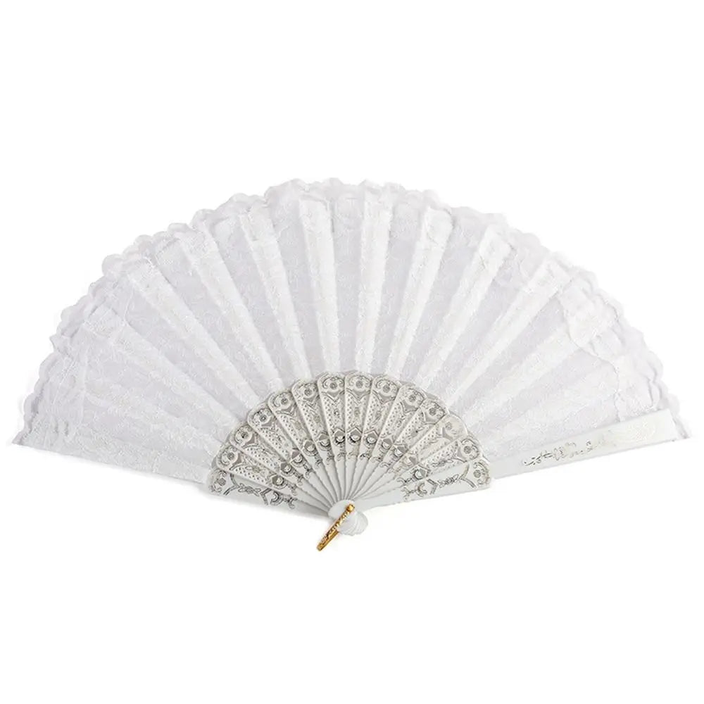 Lace Folding Hand Fan Tassel Floral Pattern – Gift & Photo Prop Decorative Folding Fan Richie's