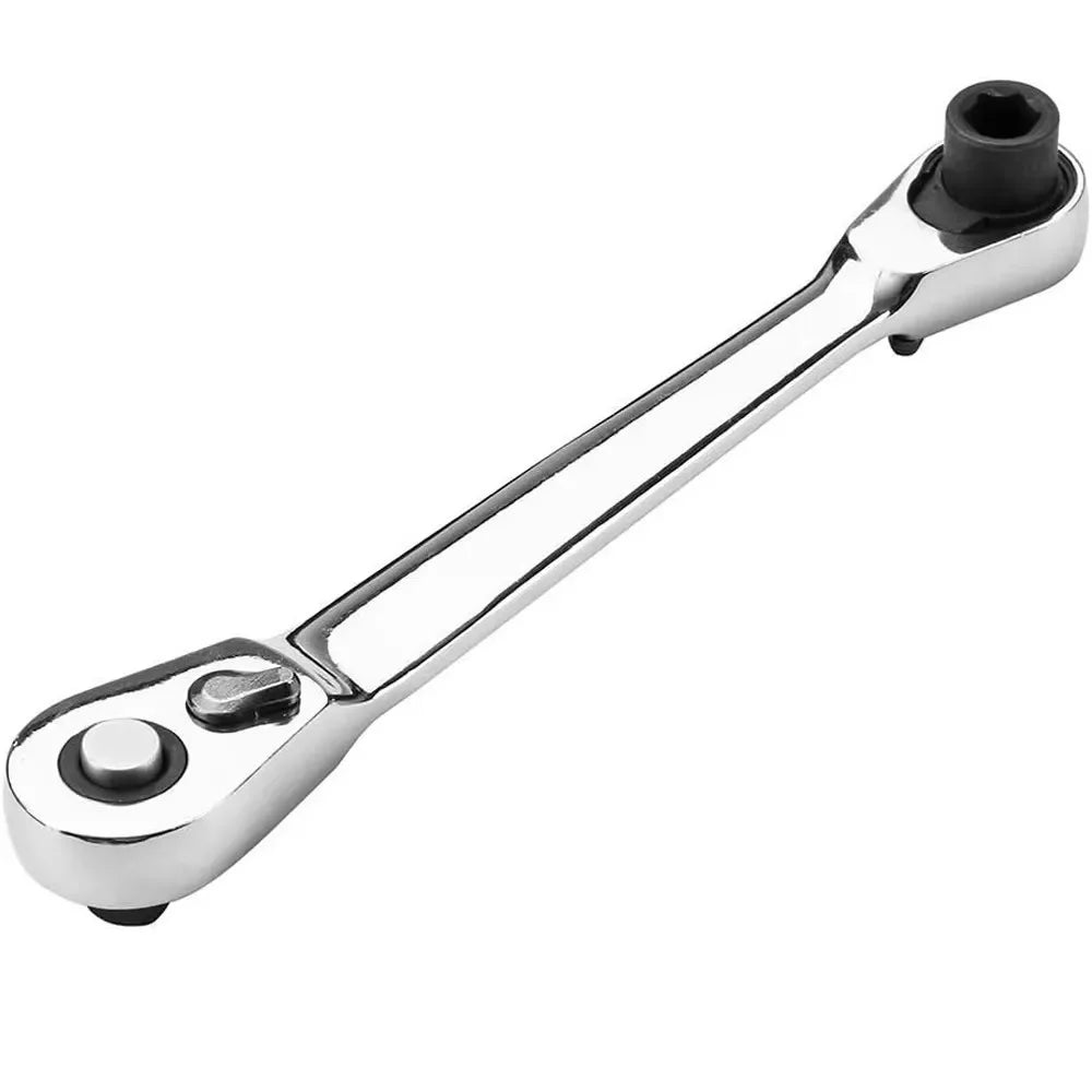 1/4" Mini Double-Ended Ratchet Wrench – 72-Tooth Quick Socket Ratchet Wrench Richie's XT060-Silver 2 In 1