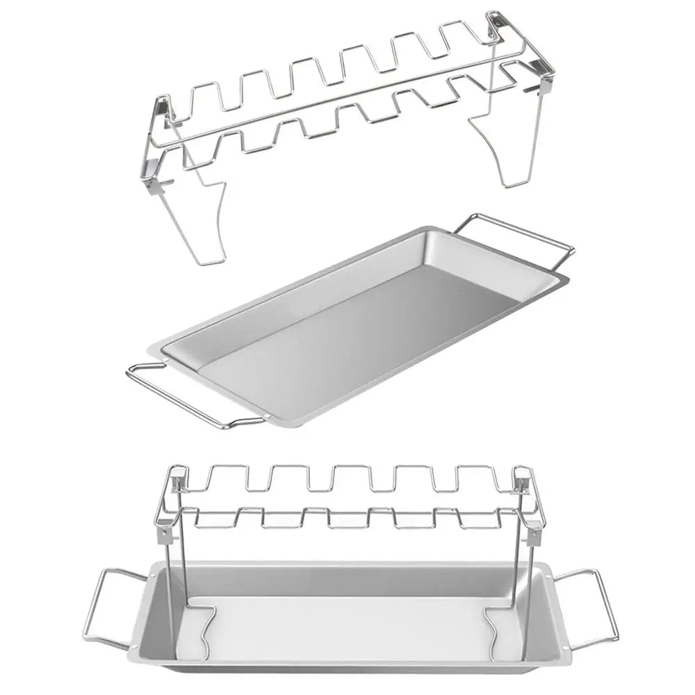 Stainless Steel Chicken Leg BBQ Grill Rack Stand with Drip Tray BBQ Grill Rack Richie's