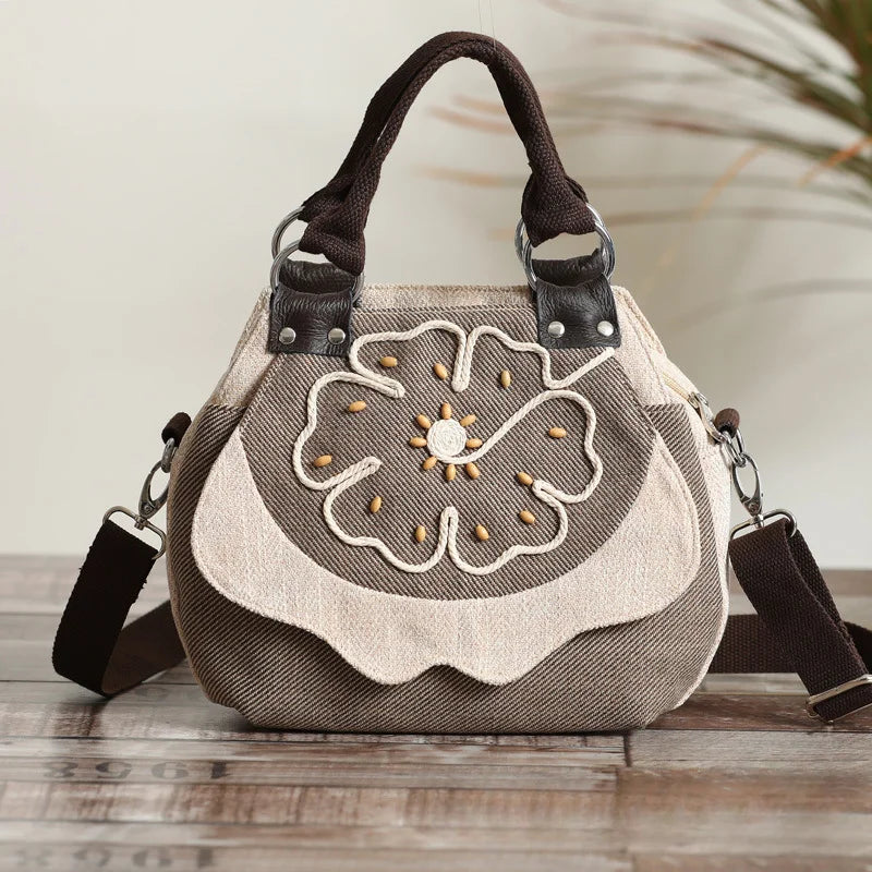 Women's Vintage Woven Canvas Crossbody Handbag – Casual Shoulder Bag Canvas Crossbody Handbag Richie's