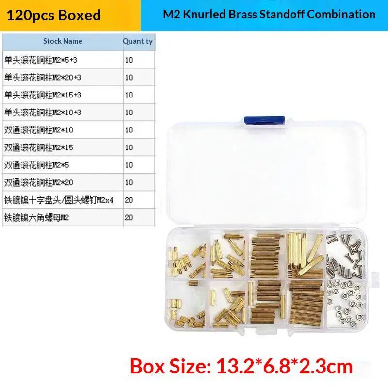 M2 Brass Standoff Kit 120Pcs – Screws Nuts Assortment Standoff Spacer Kit Richie's