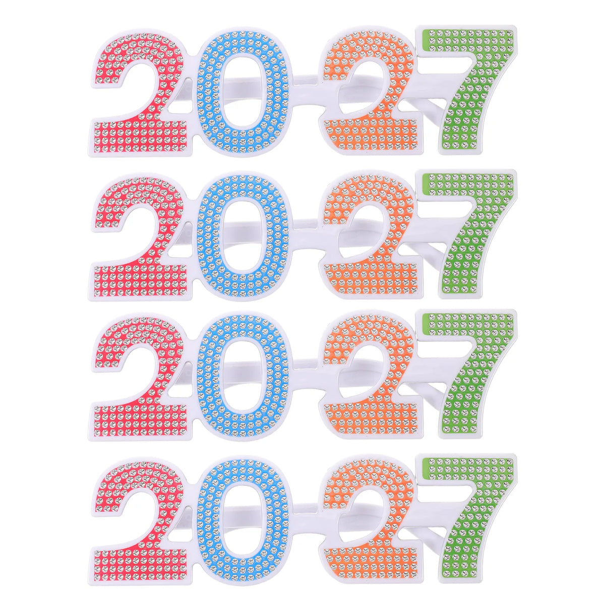 4Pcs 2027 New Year Party Glasses Rhinestone Photo Booth Props Party Photo Props Richie's