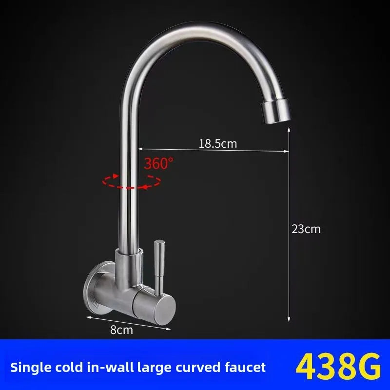 Wall Mount Single Cold Kitchen Faucet – Stainless Steel Sink Tap Kitchen Wall Faucet Richie's 304-2