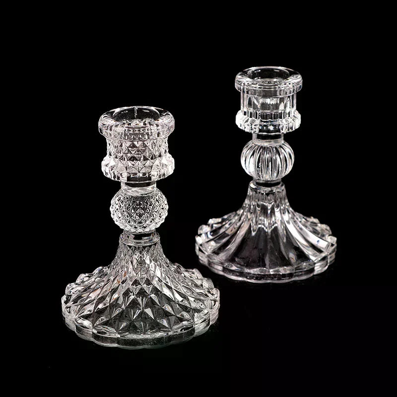Retro Crystal Glass Candlestick Holder – Wedding & Home Décor Glass Candle Holder Richie's