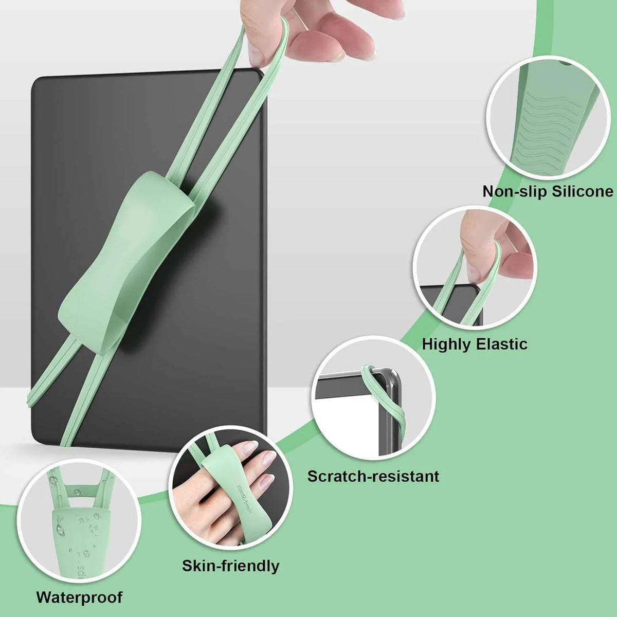 Silicone Tablet Hand Strap Finger Grip for Kindle & Kobo Tablet Grip Strap Richie's