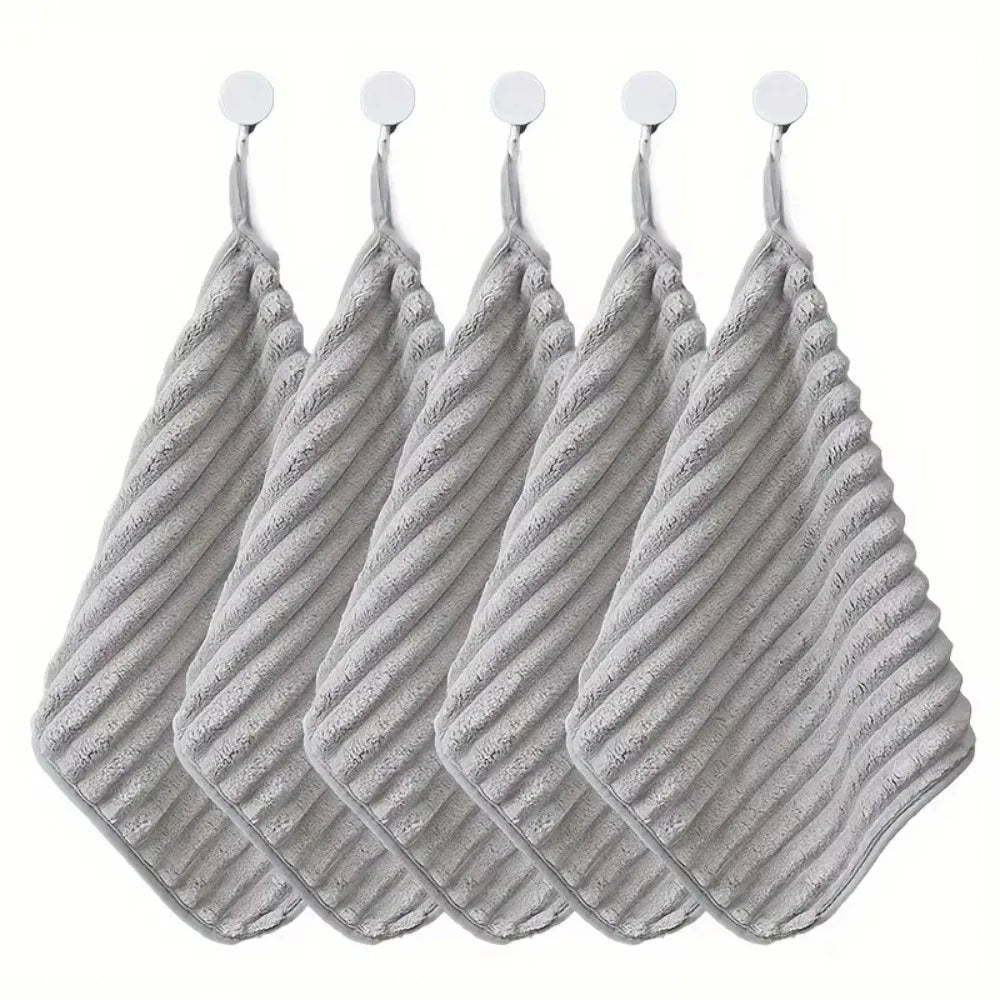 5-Piece Soft Quick-Dry Hand Towel Set – Absorbent Washcloths Hand Towel Set Richie's Grey