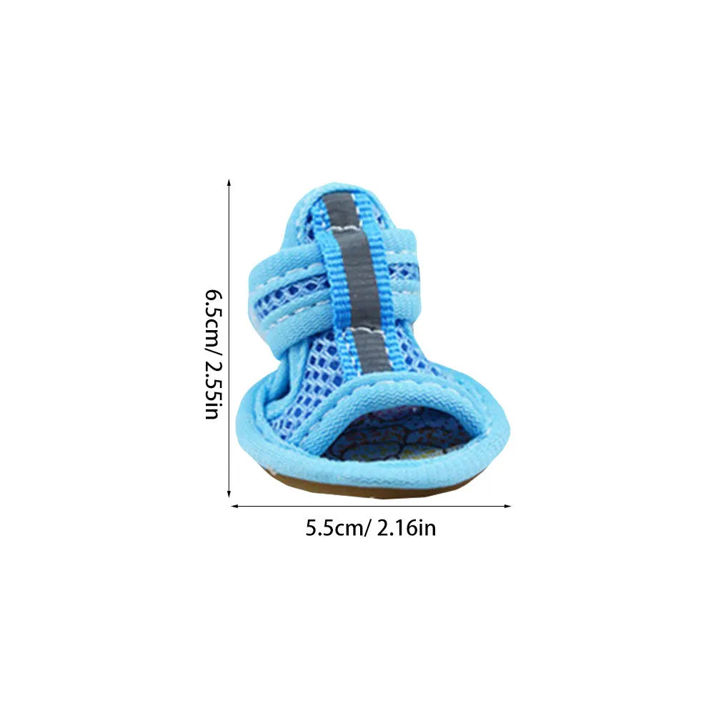 4Pcs Breathable Mesh Dog Sandals – Anti-Slip Summer Paw Shoes Dog Sandals Richie's Blue