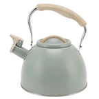 Stainless Steel Whistling Teapot 3L – Wood Handle, Light Green Whistling Tea Kettle Richie's Dull