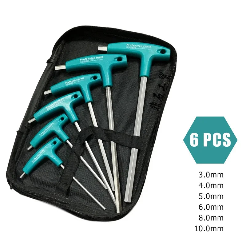 6/9 Pc CR-V Allen Key Hex Wrench Set with T-Handle & Bag Hex Wrench Set Richie's 6Pcs