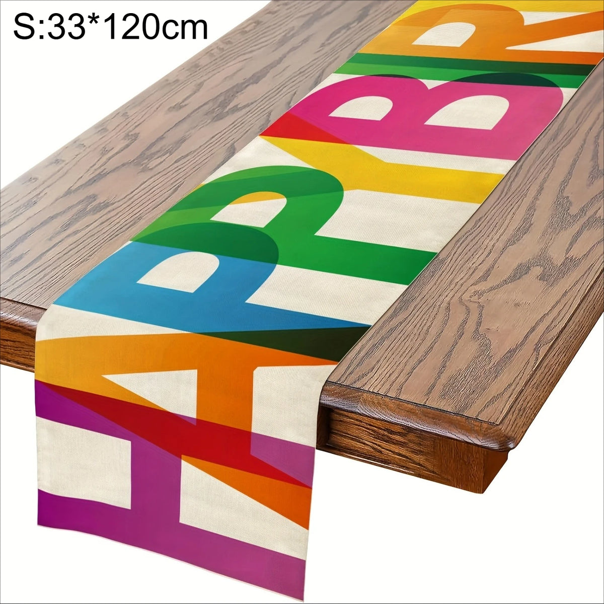 Happy Birthday Linen Table Runner – Colorful Party Decoration Table Runner Richie's S 1pc