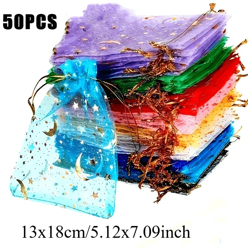 50 PCS Polyester Gift Bags – Jewelry, Wedding & Holiday Storage Gift Storage Bags Richie's Random-13x18cm-50pcs