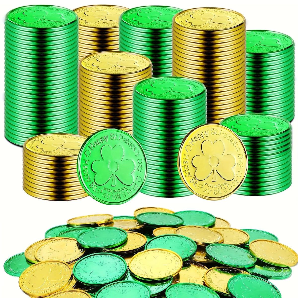 30pcs Shamrock Coins – St. Patrick's Day Gold & Green Décor Holiday Party Décor Richie's