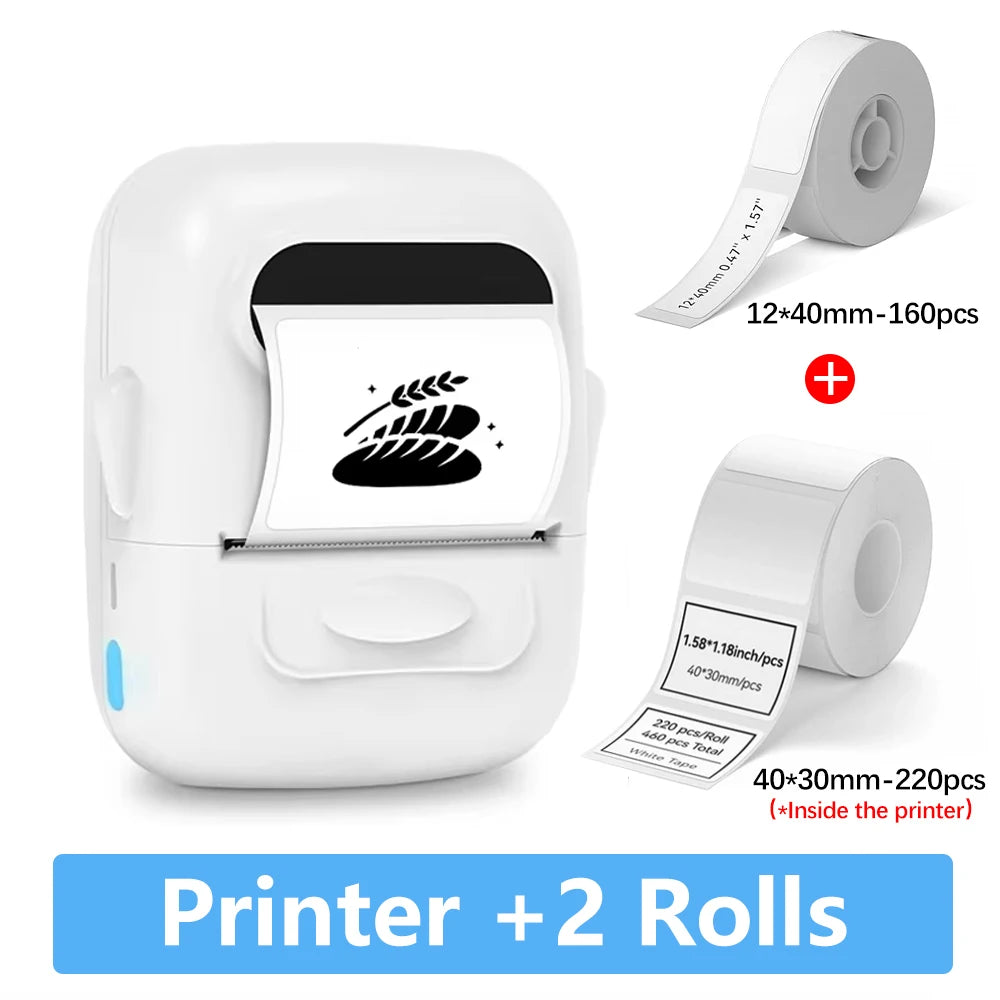 Marklife P50 Bluetooth Thermal Label Printer 12–50mm Thermal Label Printer Richie's White Add 1 Roll