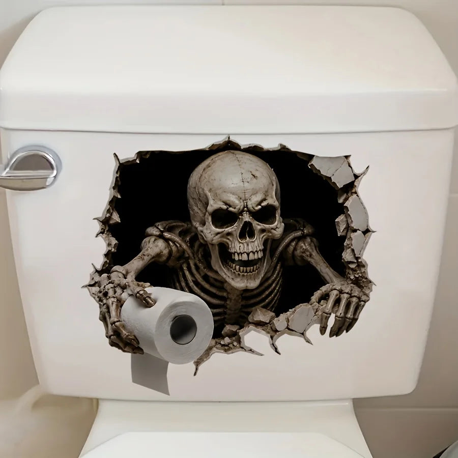 Skeleton Toilet Paper Wall Decal – Spooky Skull Bathroom Sticker Bathroom Wall Decal Richie's