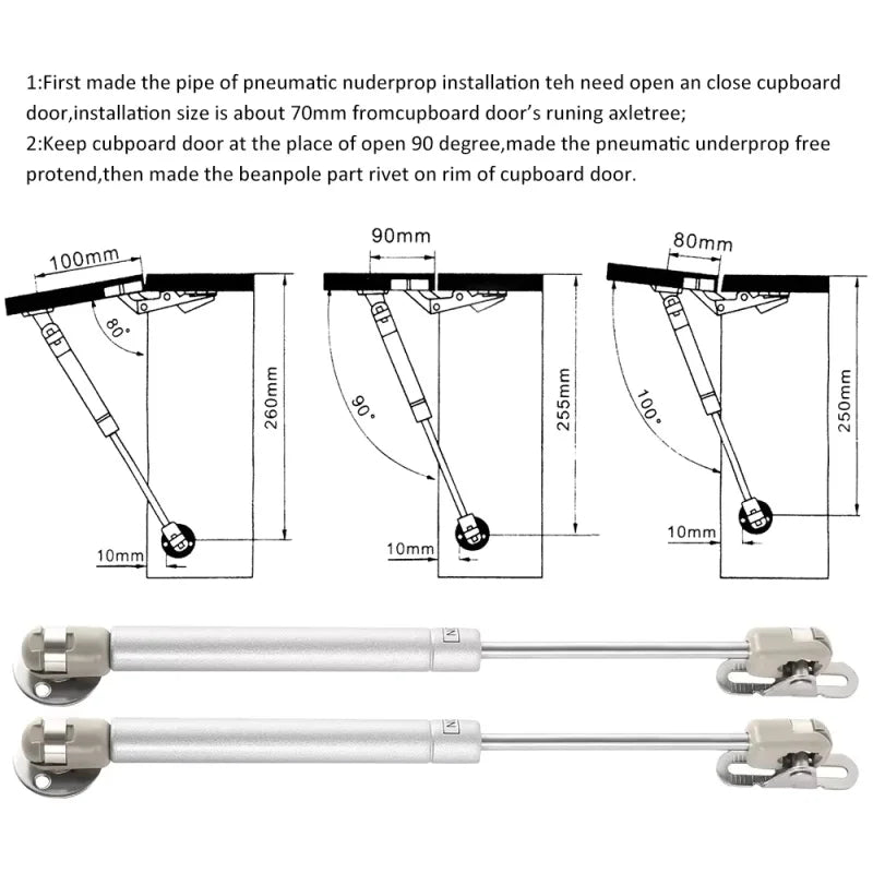 Cabinet Door Gas Struts 60N/100N Hydraulic Lift Support Hinges Cabinet Gas Struts Richie's