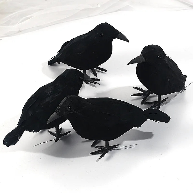 Realistic Feathered Crow Raven Halloween Decoration Ornament Halloween Decoration Richie's 4pcs one size fits all