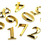 3D Golden Self-Adhesive Door Numbers 0–9 | Electroplated Zinc Door Number Sign Richie's