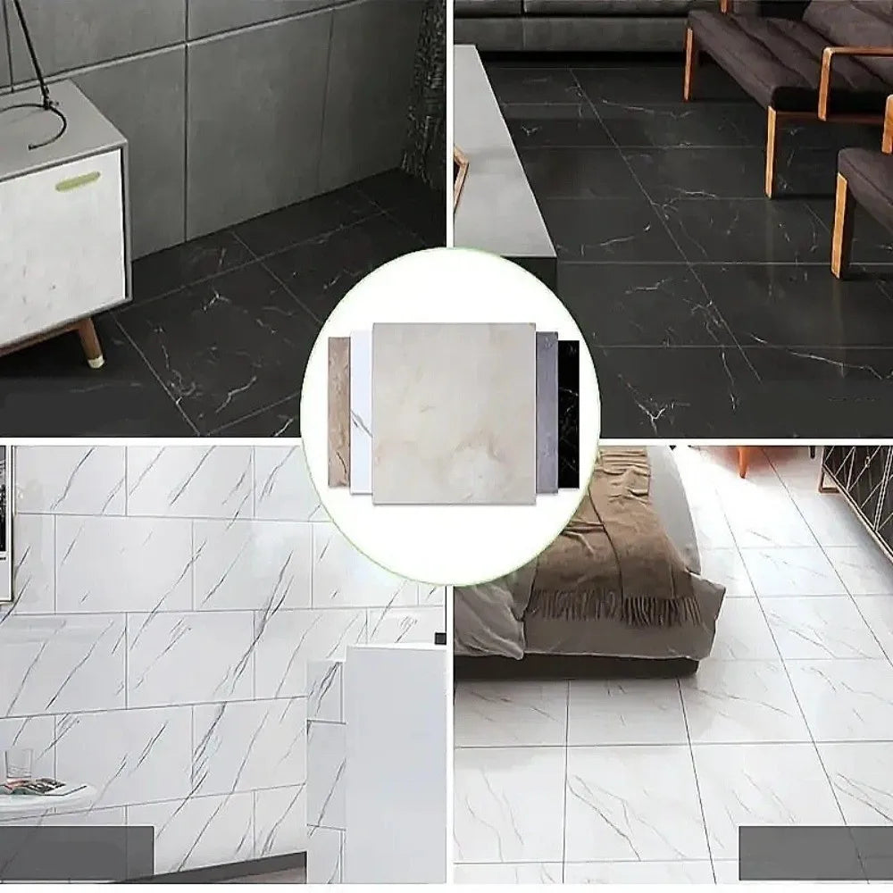 Self-Adhesive PVC Floor Tile 30x30cm Waterproof Marble Texture Peel & Stick Tile Richie's