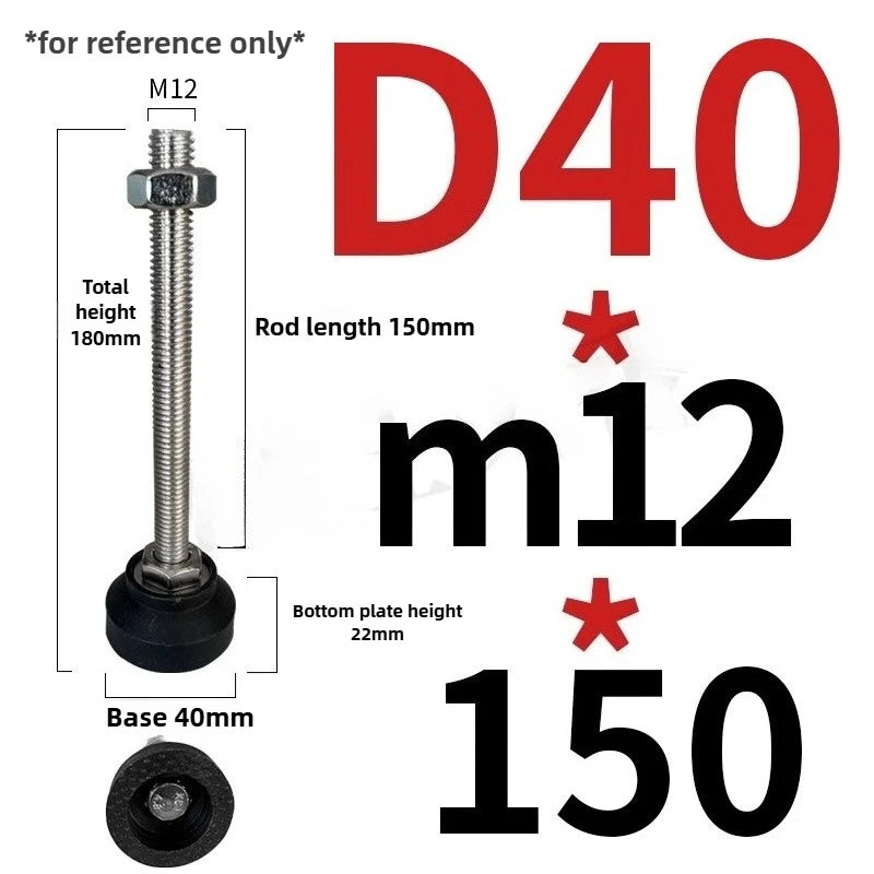 4pcs Adjustable Leveling Feet M5-M12 Nickel Plated Nylon Base Adjustable Leveling Feet Richie's D40xM12x150 4pcs