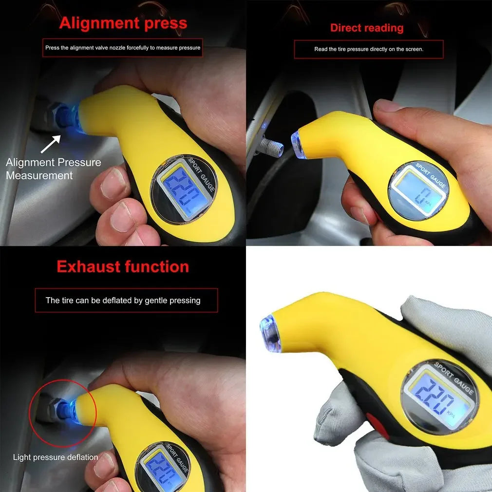 LCD Digital Tire Pressure Gauge 0–100 PSI | Car & Motorcycle Tire Pressure Gauge Richie's