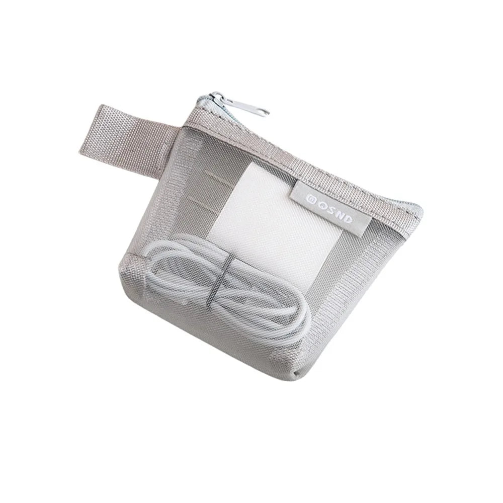 Mini Nylon Zipper Storage Bag – Cosmetic & Coin Organizer Storage Organizer Bag Richie's Grey-2