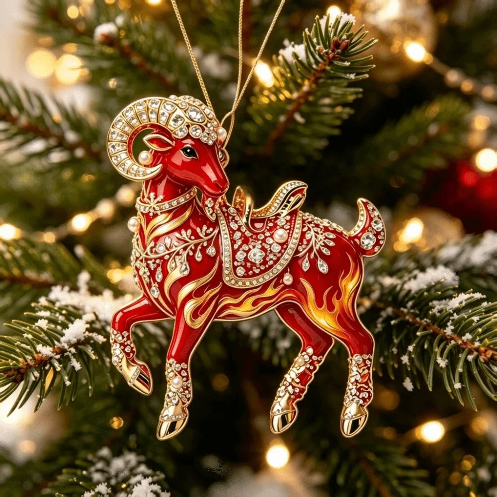 Acrylic Goat Hanging Ornament Rhinestone Christmas Décor Christmas Ornament Richie's 5
