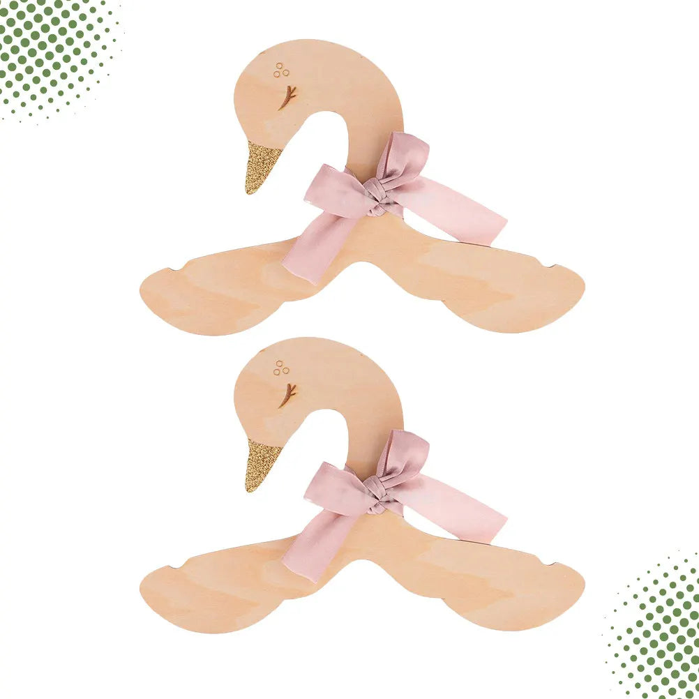 Swan Bowknot Wooden Kids Clothes Hangers Set of 2 – Coats & Dresses Kids Clothes Hangers Richie's