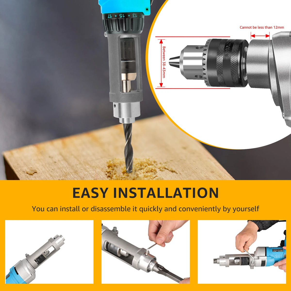 Square Hole Drill Bit Adapter & Mortising Chisel Kit – Cast Aluminum Woodworking Drill Adapter Richie's