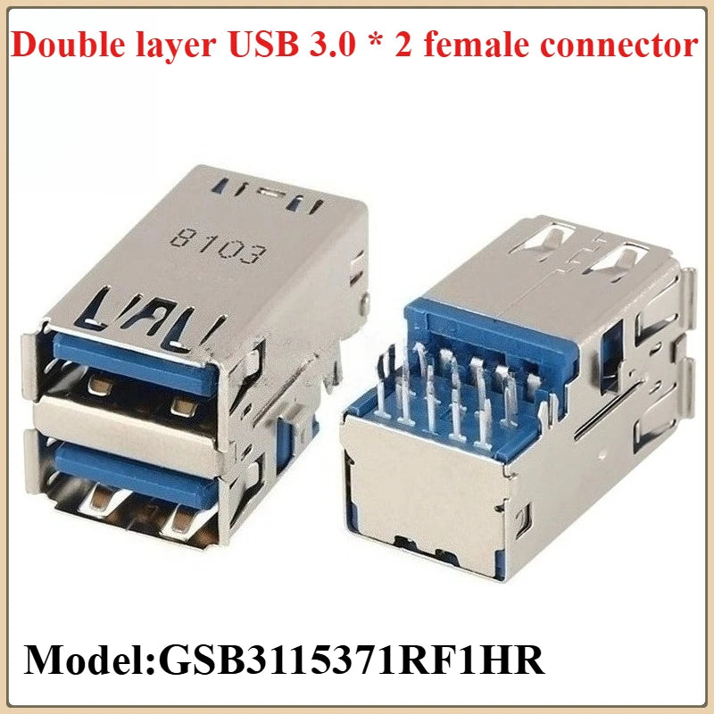 5-Pack Dual-Layer USB 3.0 Type-A Female Socket Connector DIP USB Socket Connector Richie's Default Title