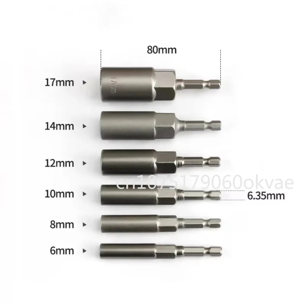 6Pc Extra Deep Impact Socket Set 6–17mm 1/4" Hex Metric Impact Socket Set Richie's