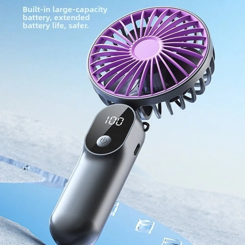 USB Rechargeable Mini Handheld Fan – 6-Speed Digital Display Handheld Mini Fan Richie's