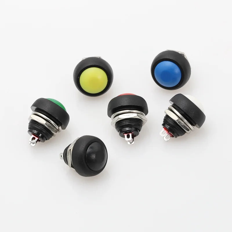 6Pcs PBS-33b 12mm Waterproof Momentary Push Button Switch 2-Pin Push Button Switch Richie's