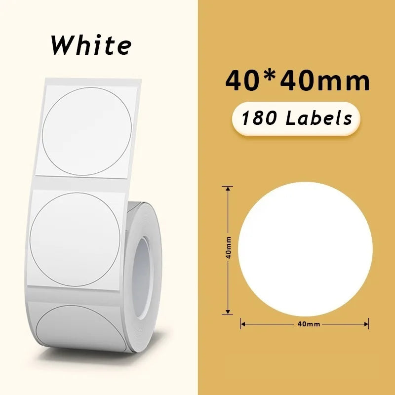 Bekia Thermal Label Rolls for M110 M200 M220 Label Printers Thermal Label Roll Richie's 40x40 white round