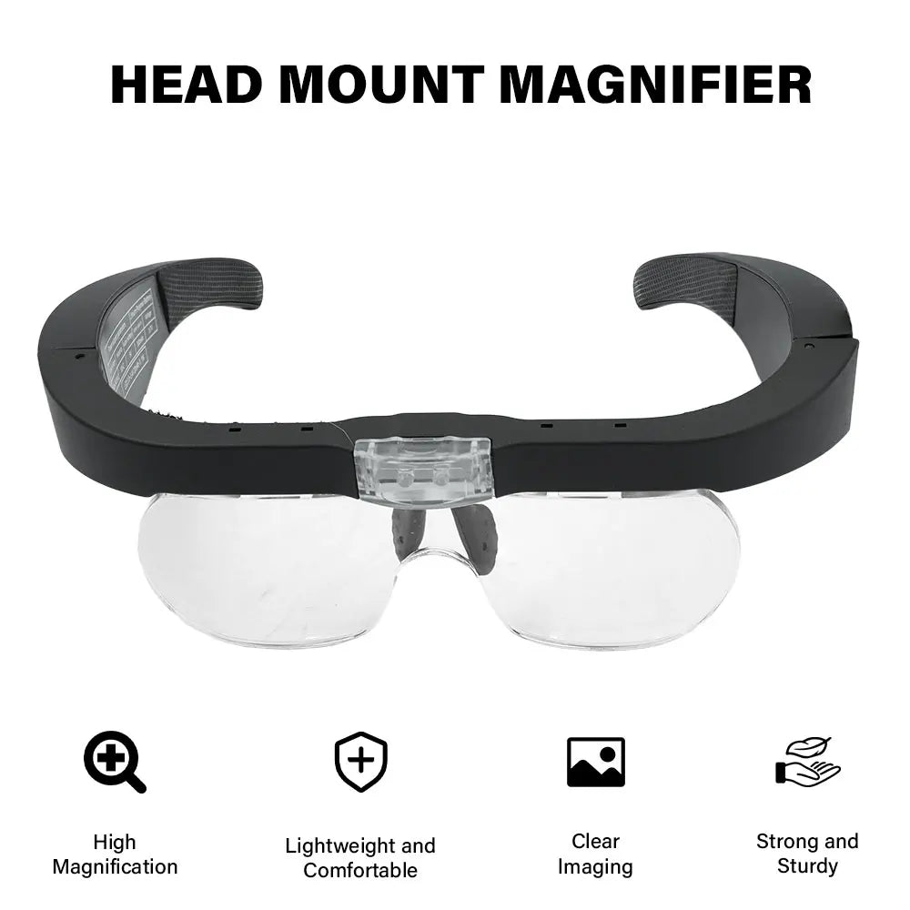 Head-Mounted Magnifier Glasses 2 LED USB 1.5X–5.0X | Watchmaker Head-Mounted Magnifier Richie's