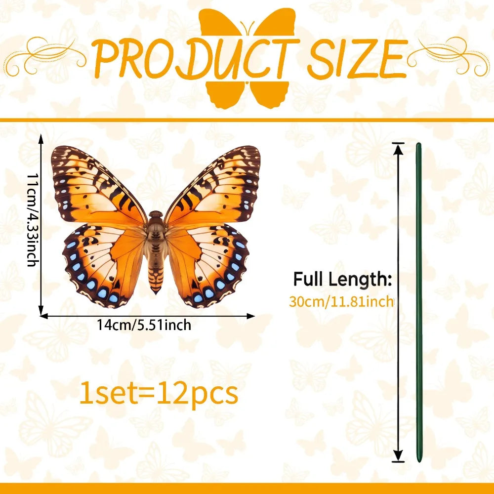12PCS 3D Multicolor Butterfly Garden Stakes – Indoor & Outdoor Garden Stakes Richie's PY19504