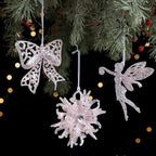 Glitter Pink Christmas Ornaments – Angel, Snowflake & Bell Christmas Ornament Richie's