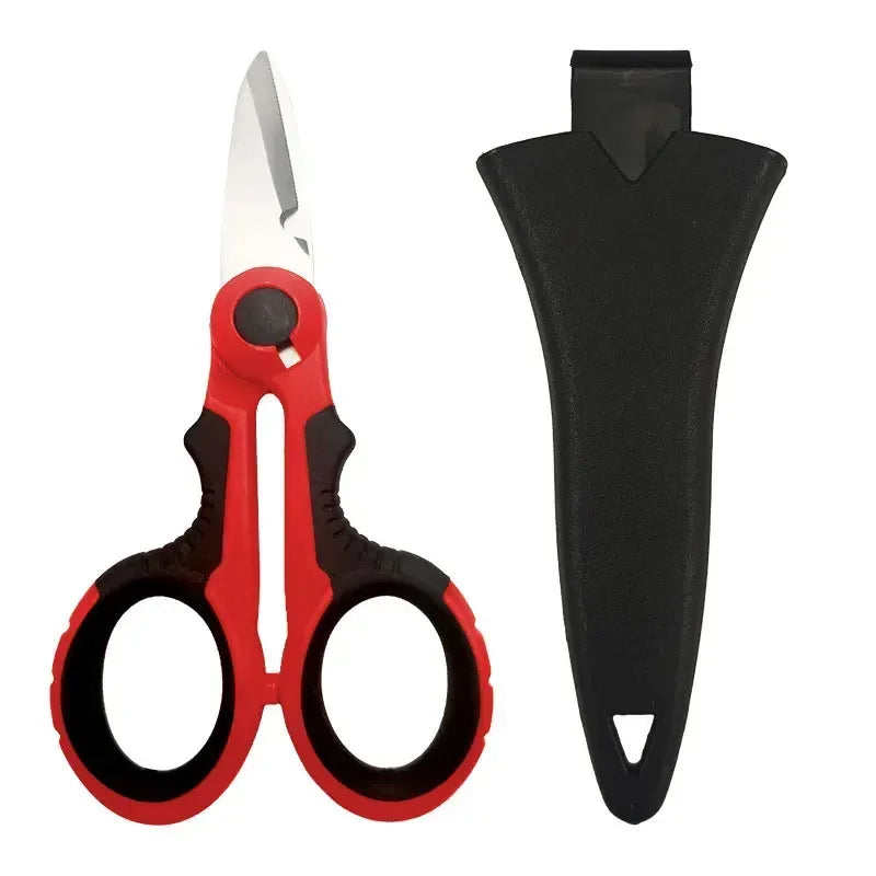 TOTNEND Fishing Scissors – PE Braid Line & Electrician Cutter Fishing Scissors Richie's Black red AS SHOW