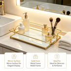 Glass Bathroom Vanity Tray with Metal – Perfume & Makeup Organizer Decorative Vanity Tray Richie's