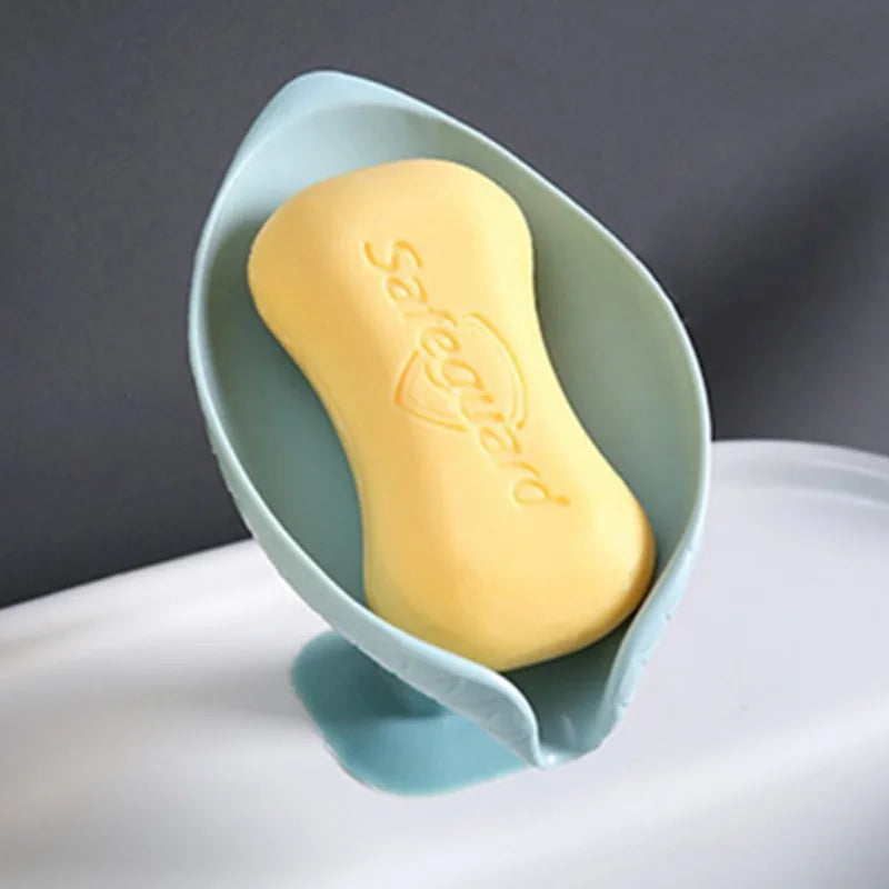 Leaf Shape Drain Soap Holder Suction Cup Tray – Shower & Kitchen Soap Dish Holder Richie's B 1pc