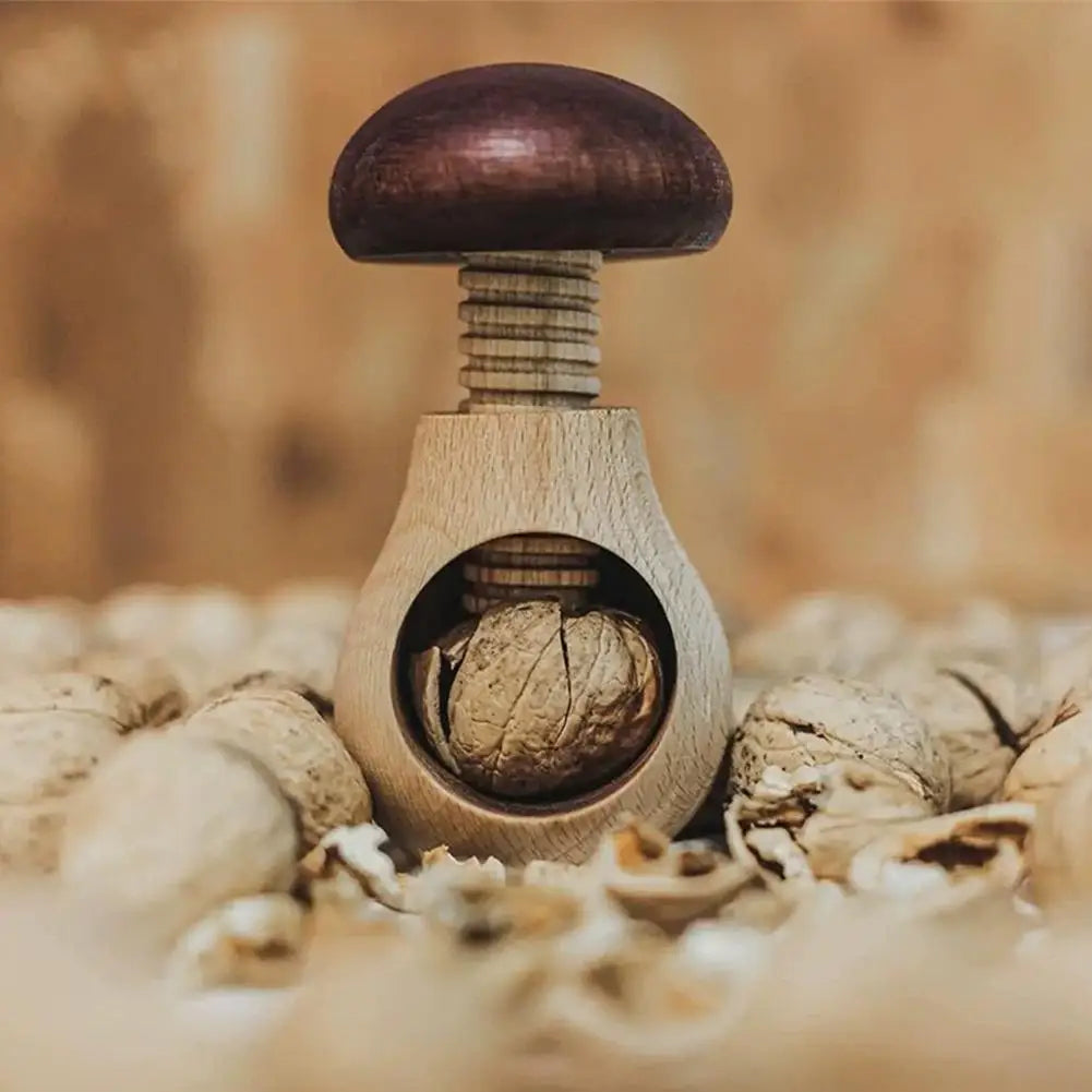 Wooden Mushroom Walnut Cracker – Manual Screw Press Nutcracker Manual Nutcracker Richie's