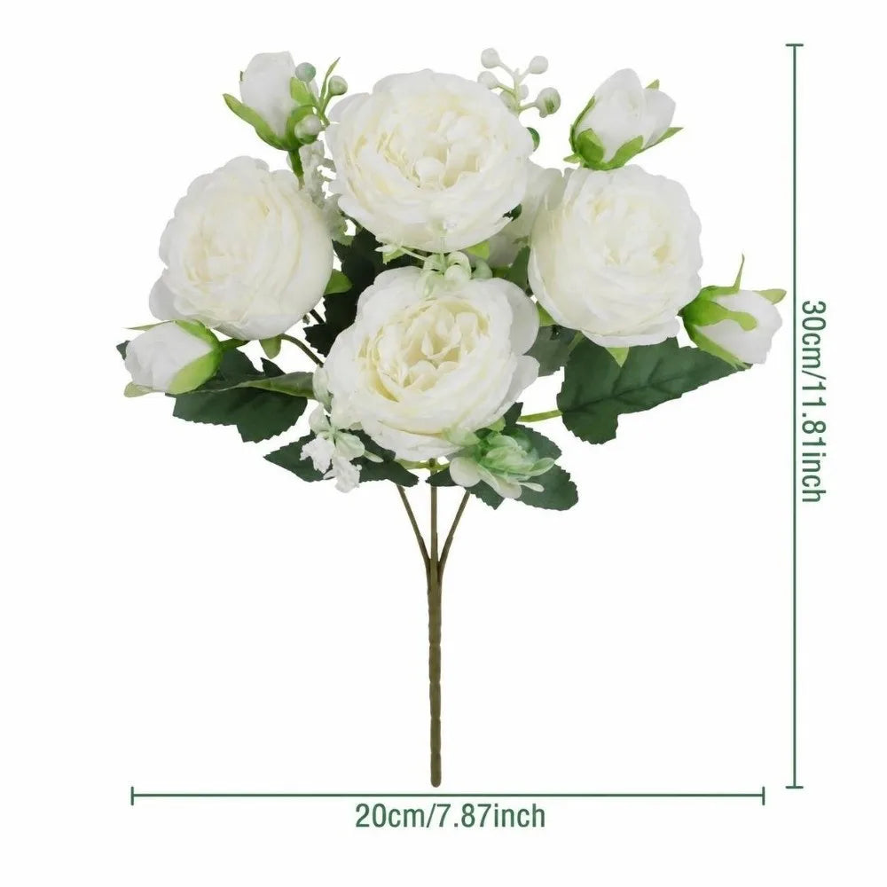 Faux Silk Artificial Roses Long Stem Fake Flowers – Home & Wedding Artificial Silk Flowers Richie's White